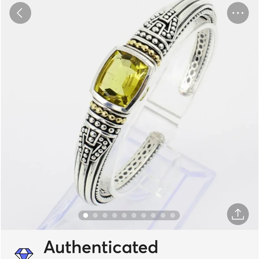 ♥️SOLD♥️LAGOS * Vintage Sterling Silver & 18K Citrine Caviar Cuff Bracelet - Picture 3 of 10